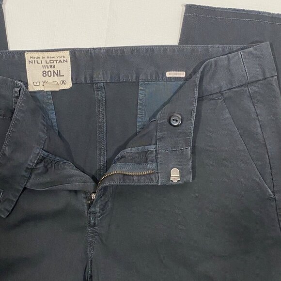 Nili Lotan East Hampton Chino pants charcoal gray women’s 8 slim raw frayed - Picture 8 of 9